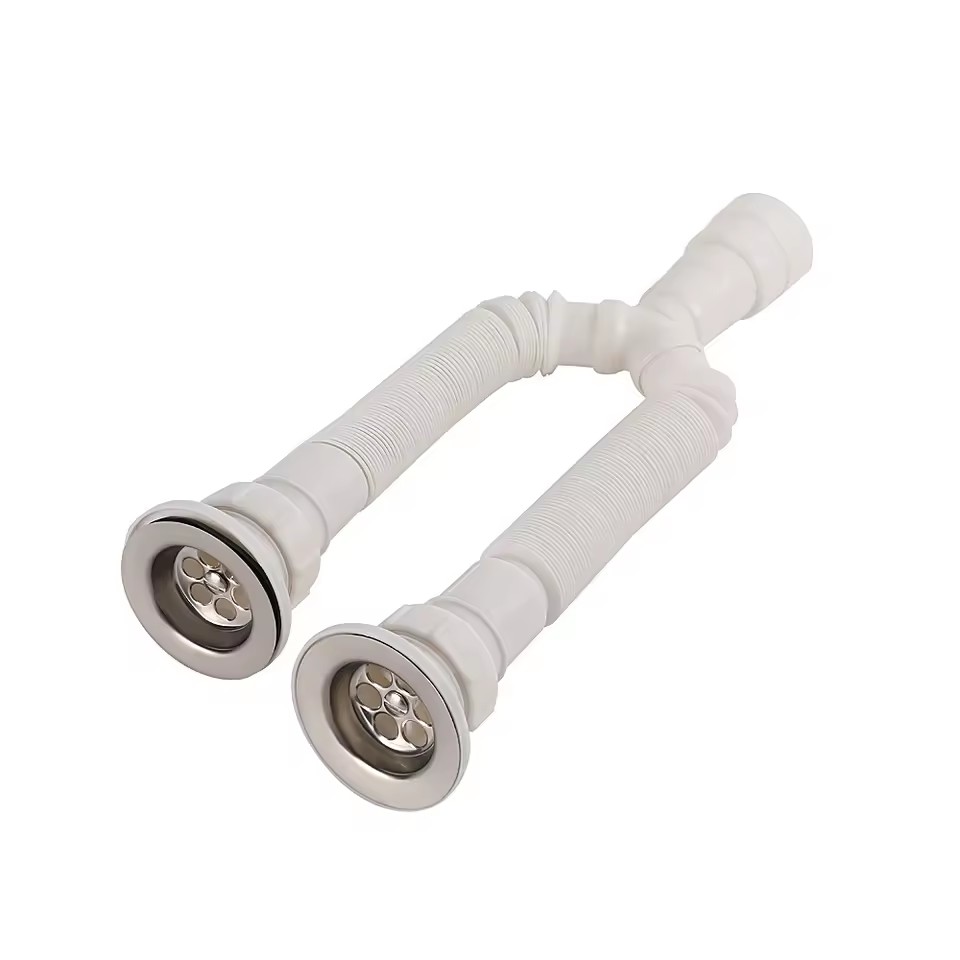 HJSJ Double Plastic Flexible Crinkle Drain Hose for Sink Waste