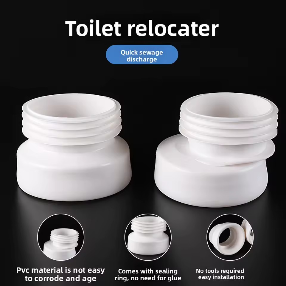 HJSJ Modern Full Flush Offset Toilet Flange PP Connector WC Drainage Pan Shifter Pipe Quick Sewage Discharge Bathroom Use