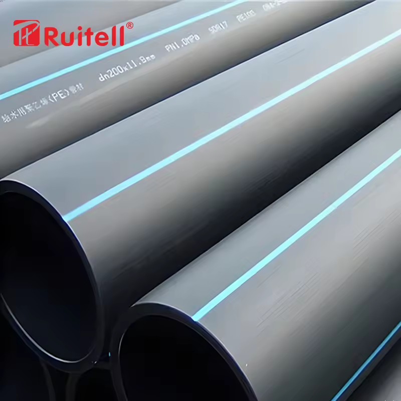 Ruitell High-density Polyethylene High-pressure Black Plastic Pipe DN63-DN800 Full Specification Series Pipe Fittings