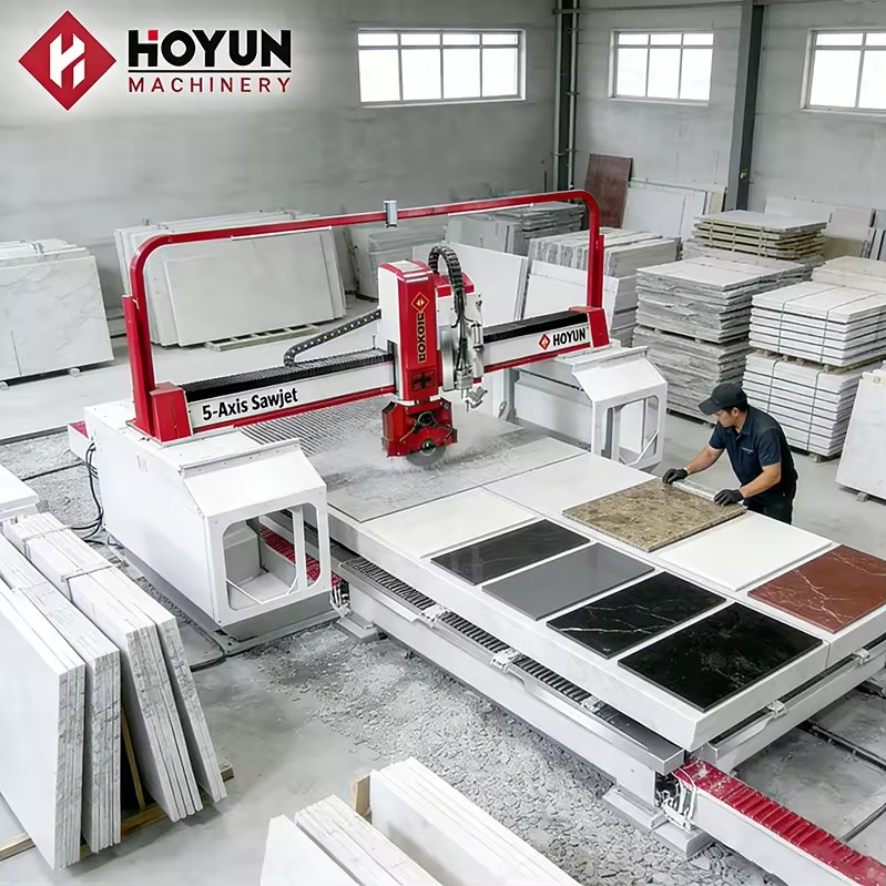 Hongyi Machinery 5 Axis Cnc Saw Jet Stone Bridge CNC Sawjet Water Jet Cutter Stone Waterjet Cutting Machine