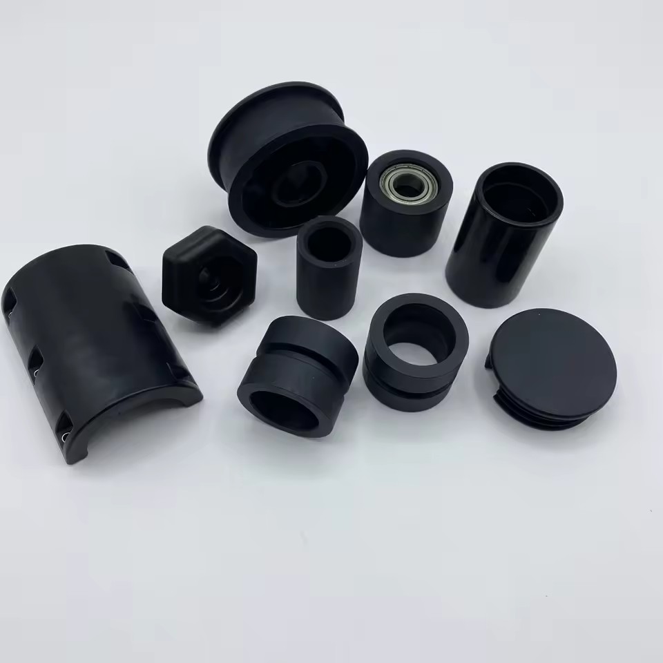 Black PA6 Nylon Bushings High Precision Custom Molding Pa6 Glass Filled Plastic Parts