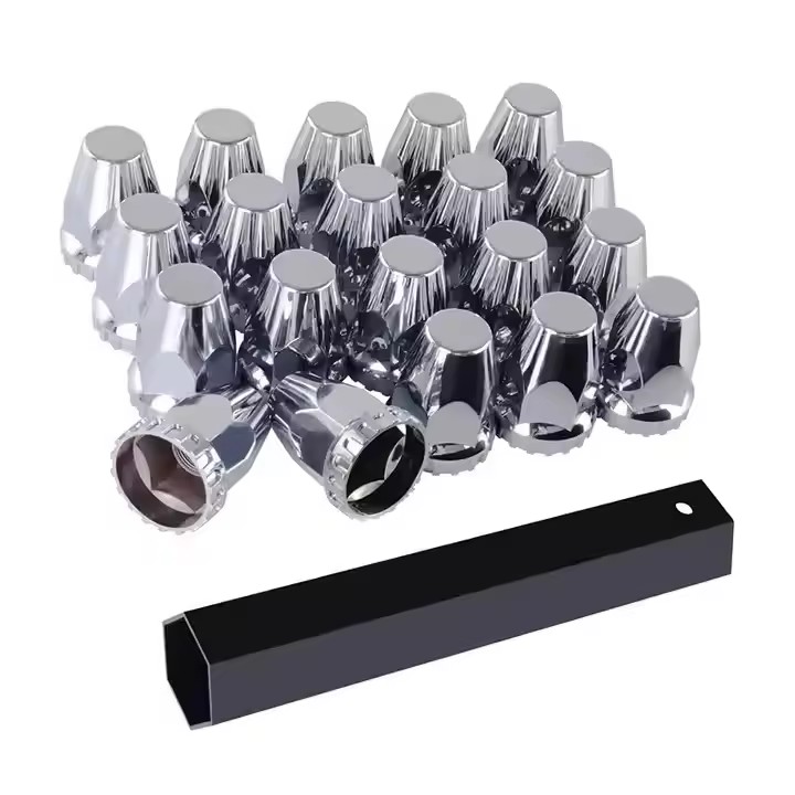 Factory Wholesale Truck Wheel Lug Nut Cover Caps 33mm Chrome Screw-on for Axle Wheel Cover