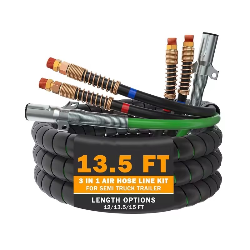 13.5 FT Semi Truck Air Lines Kit 3IN1 Trailer Cord and Air Brake Hoses Assembly for Peterbilt Model 224
