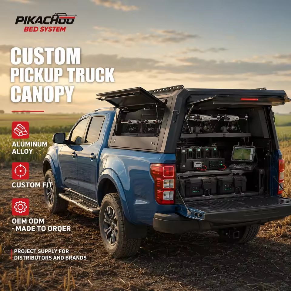 Aluminium Pickup Truck Canopy Supplier for Isuzu D-Max Double Cab, Waterproof Truck Canopy for UAVs and Tool Storage