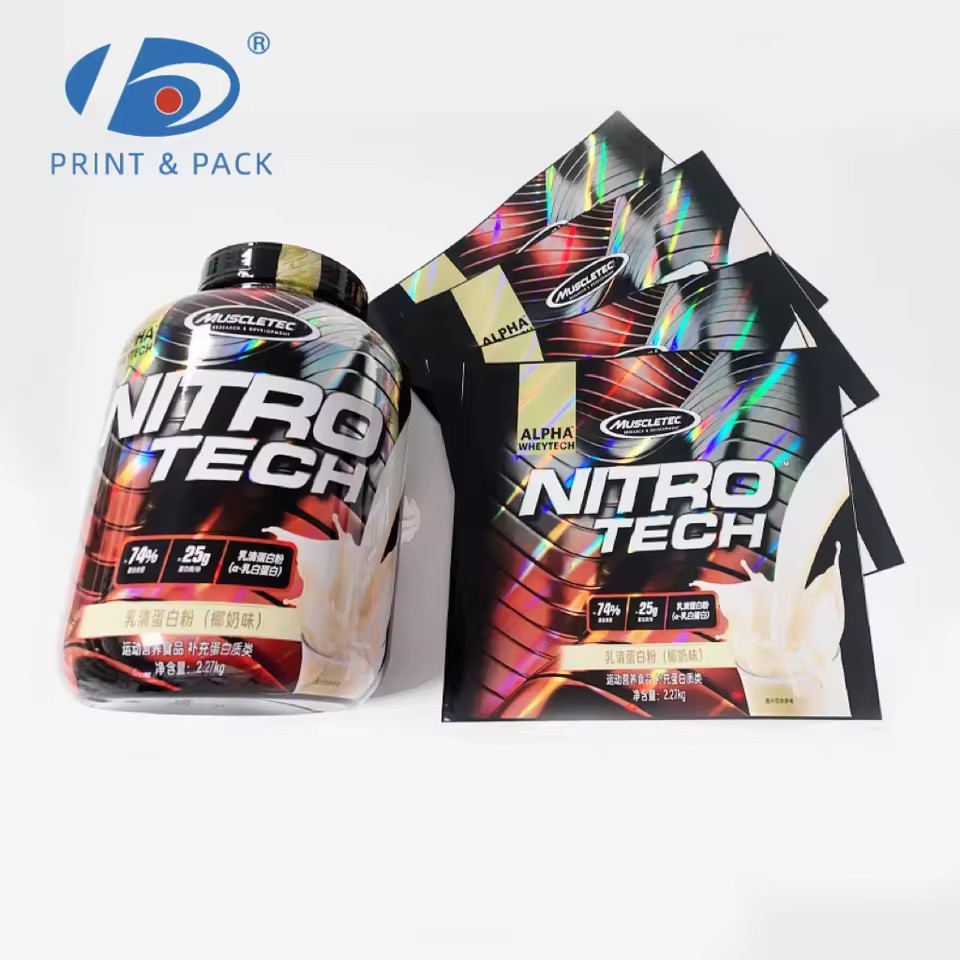PET PVC Plastic Heat Shrink Sleeve Label Shrink Wrap Film with Logo Custom Design for Protein Powder Bottles