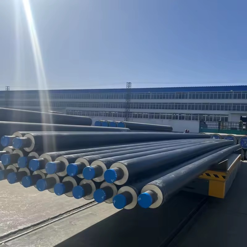 HDPE Jacketed Pre-Insulated Welded Alloy Steel Pipe with PUR Polyurethane Foam Thermal Insulation for District Heating Cooling