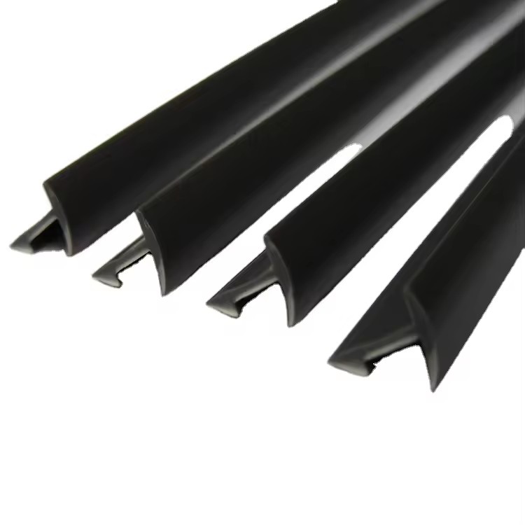 Black T-Shaped Flexible Door Seal Weatherstrip Extruded Plastic Profile with Cutting Processing Service