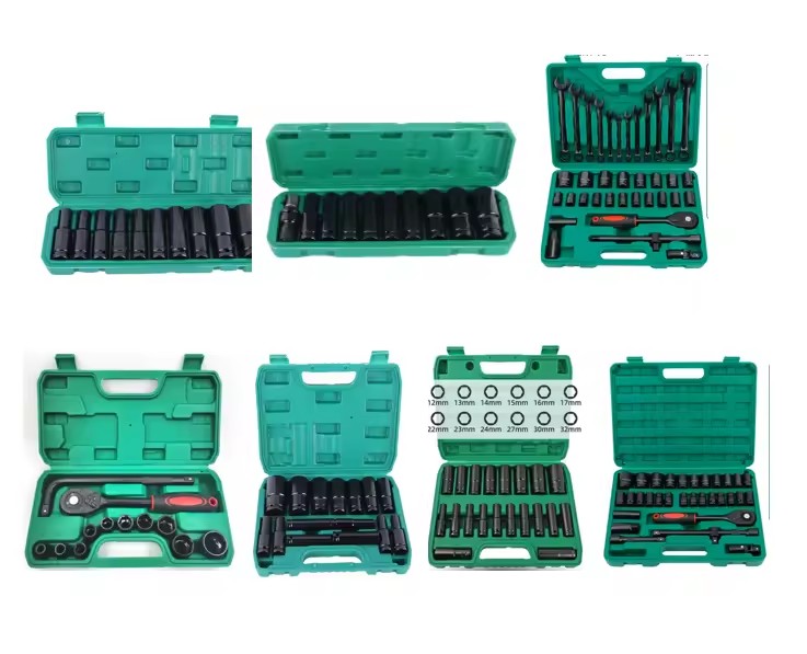 Large Air Impact Hard Case Package for Mechanic Auto Repair Combination Tool Extended Wrench Socket Set