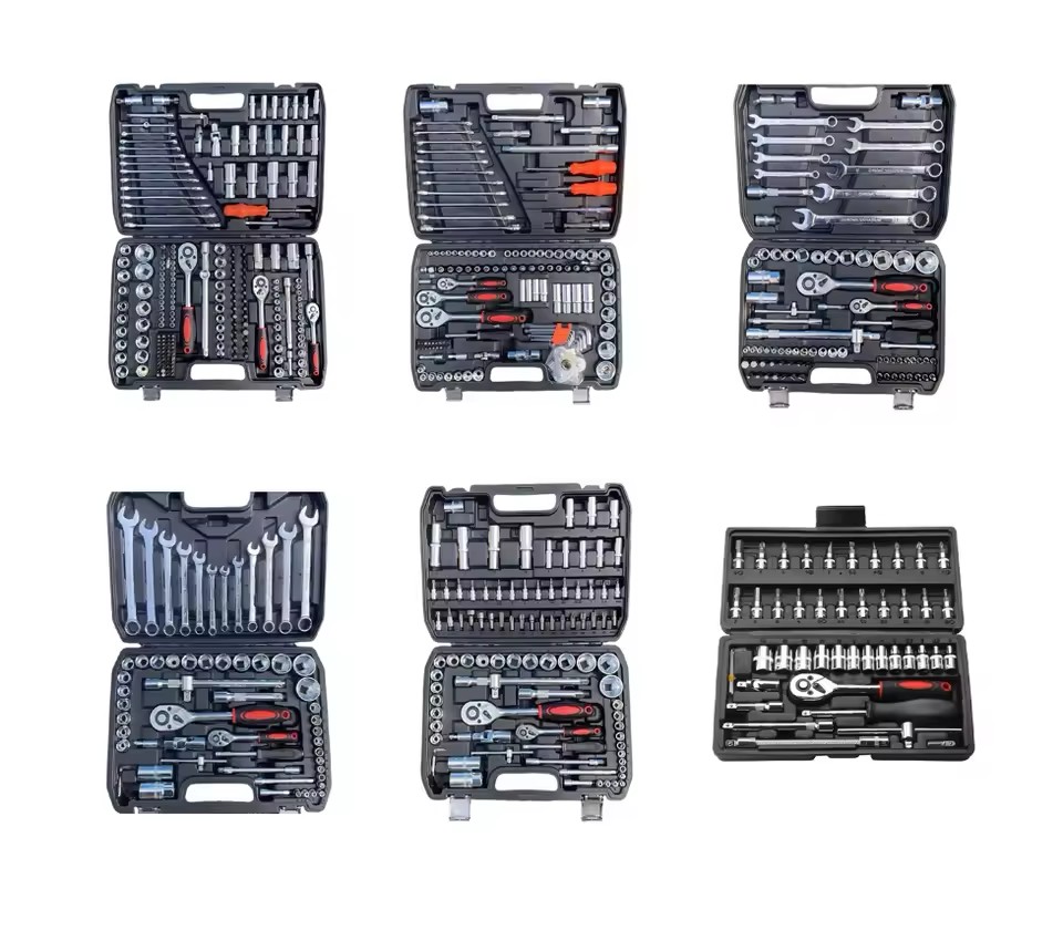 Combination Herramientas 1/2" 1/4" 3/8" Chrome Vanadium Steel Socket Set Hand Mechanic Tools Auto Repair Wrench Set Hard Case