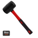 8oz 333g Black Rubber Mallet Hammer with 230mm Long Fibreglass Handle Hard-Wearing Rubber Wall Hanging Hole DIY OEM