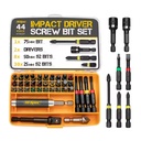 44pc 1/4 Inch Metric S2 Impact Screw & Nut Driver Multi Bit Set. Hex, Torx, Square Screwdrivers & Socket Holder. OEM ODM Ready