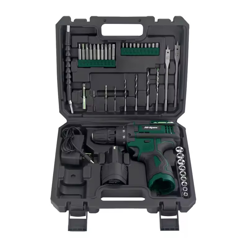 Hi-Spec 12V Cordless Drill Power Combo Tool Kit DIY Garage Mechanical Tool Box with OEM ODM Lithium Electric Drill for Home Use