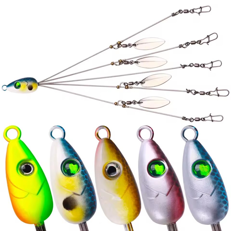 Wholesale SS105 22cm 15g Metal Jig Head Umbrella Alabama Rig with 5 Arms for Bass