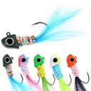 Wholesale JI056/JI057/JI058 0.85g 1.75g 3.5g 5pcs/bag Lead Jig Head Fishing Hooks with Feather Colorful Tail Jigs