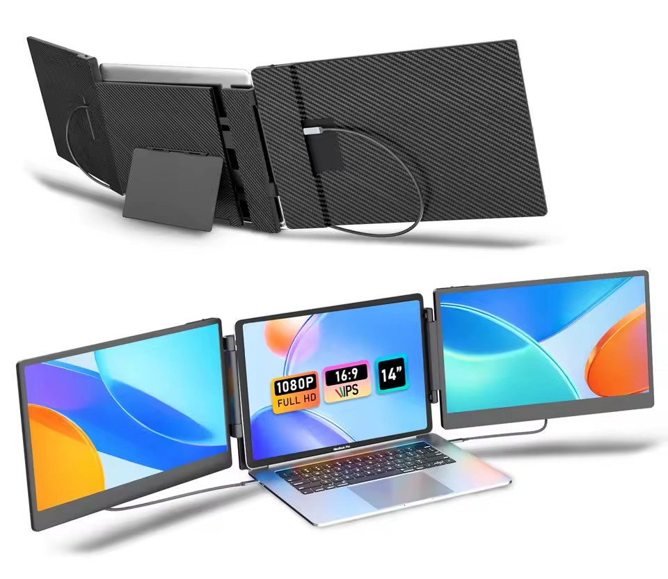 OEM 2025 New Arrivals Laptop Portable Monitor for Laptop Dual Screen Triple Portable 1080P IPS Led Screen Triple Screen Laptop