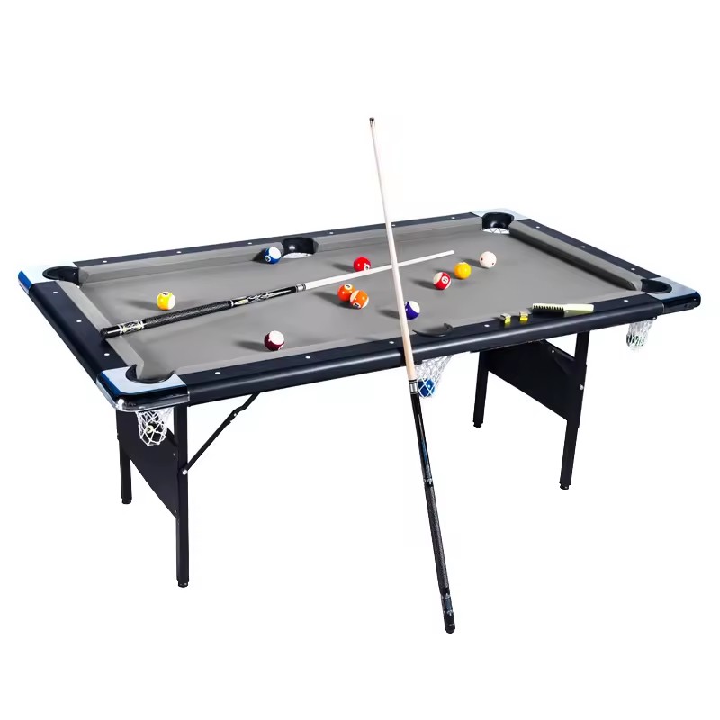 Portable No Assembly 6FT Snooker Table with Rubber Cushion Rails Folding Legs Easy Storage