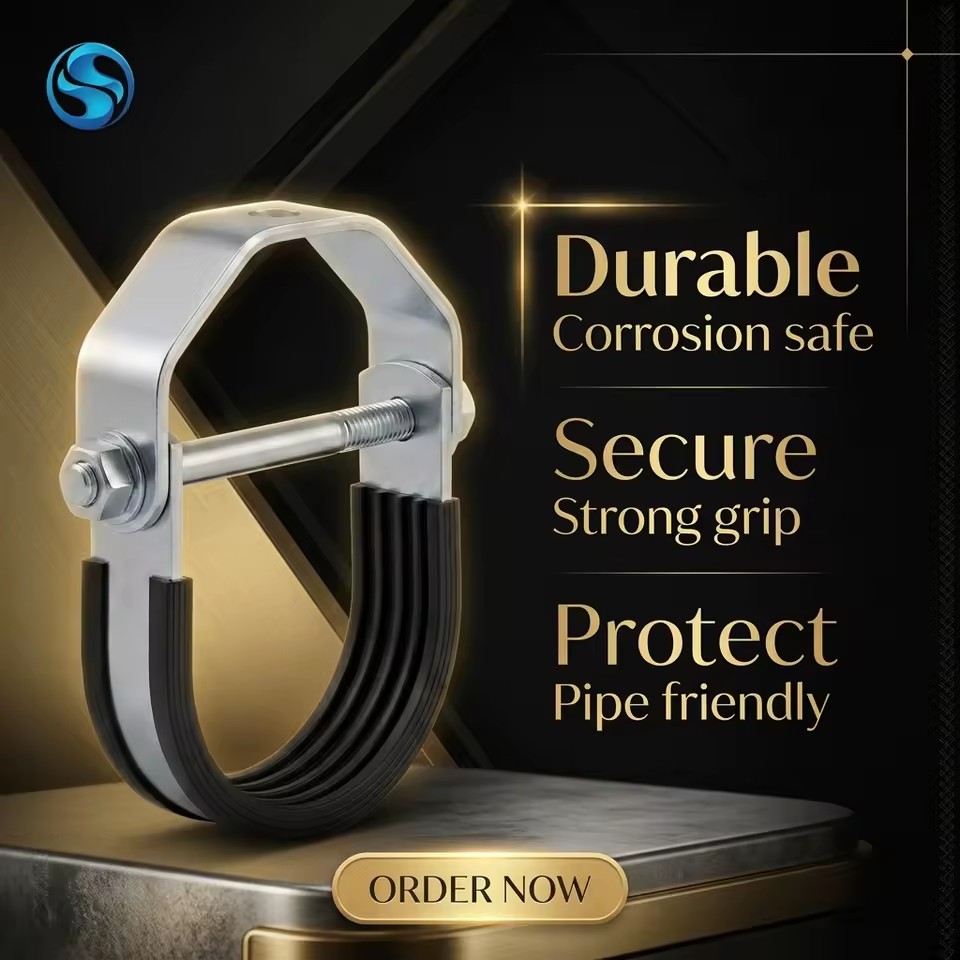 Electro-galvanized Non-Alloy Carbon Steel U Type Pipe Clamp Unistrut Channel Pipe Clamp GB Standard Industrial Seismic Support