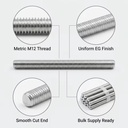 Q235B Carbon Steel M12 Right Hand Electro Galvanized Fully Threaded Rod for Solar Bracket & Ceiling Suspension