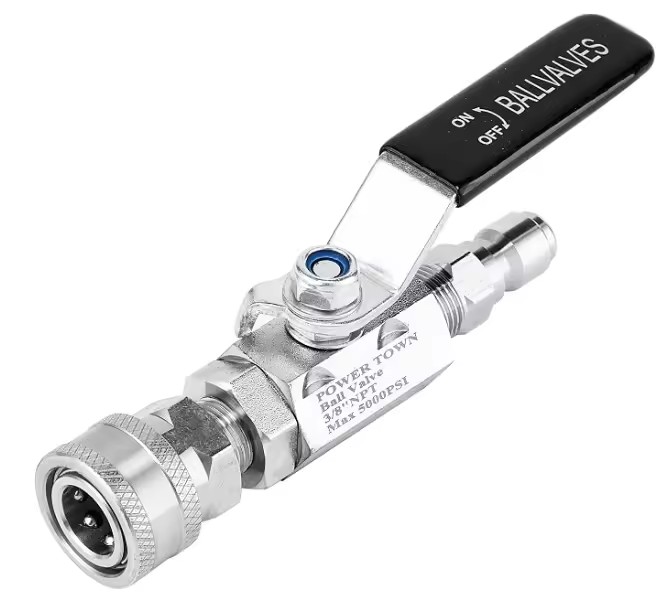3/8 Inch Quick Connect NPT Stainless Steel Ball Manual Shut off Valve OEM for High Pressure Washer Hose PN63 Water/Gas