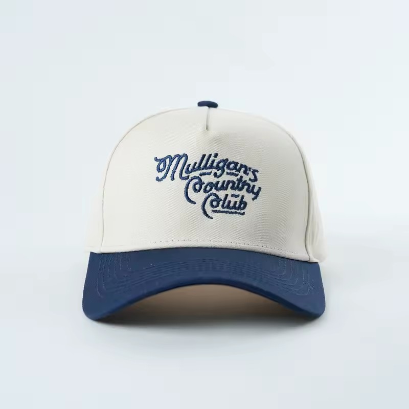 5 Panel Structured Baseball Cap Custom Head Size and Custom Embroidery Logo Curved Brim Cotton Unisex Sport Baseball Caps