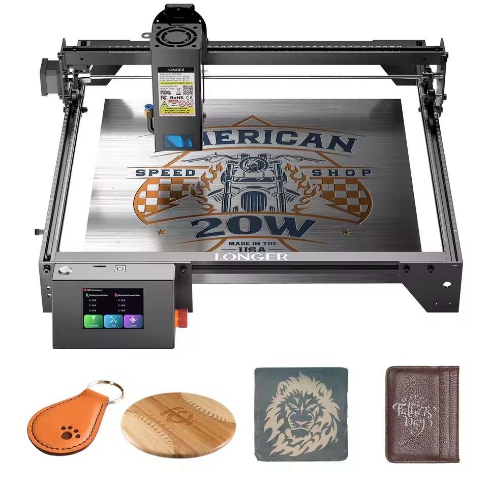 RAY5 20W Laser Engraving Machine Touch Screen + Protective Goggles DIY Cutting Wood Metal Tools 400x365mm Cutting Area 110-240V