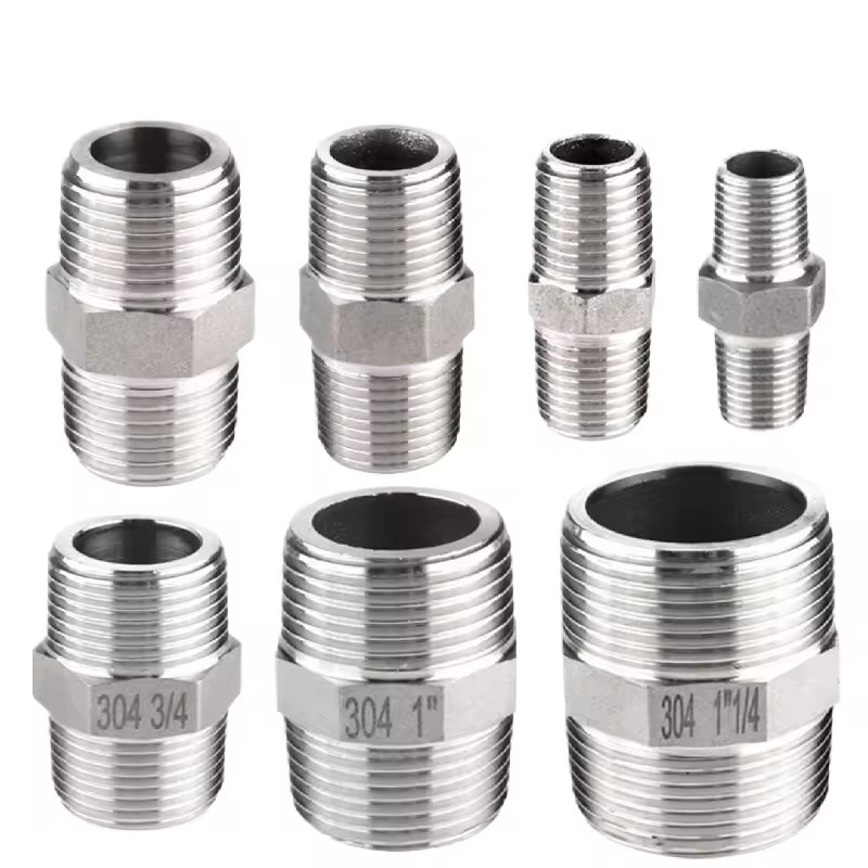 High Quality 316 Stainless Steel Polished Forged High Pressure Dual 3/4" NPT 1/8"-4" Hex Nipples MSS SP-83