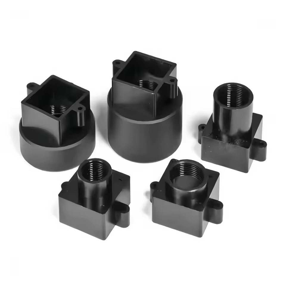 CNC Machined Aluminum Mount Block Precision Threaded Flange Base Custom Black Anodized Part for Auto Machinery Equipment