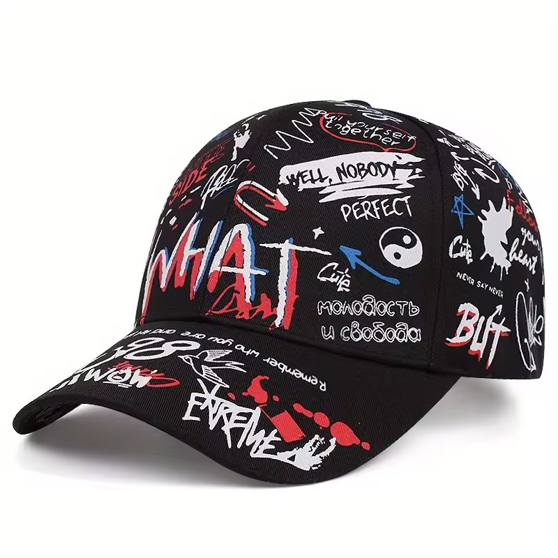 Cartoon Graffiti Women's Baseball Hat Hand Painted Hip Hop Street Style Custom Logo Trendy for Men