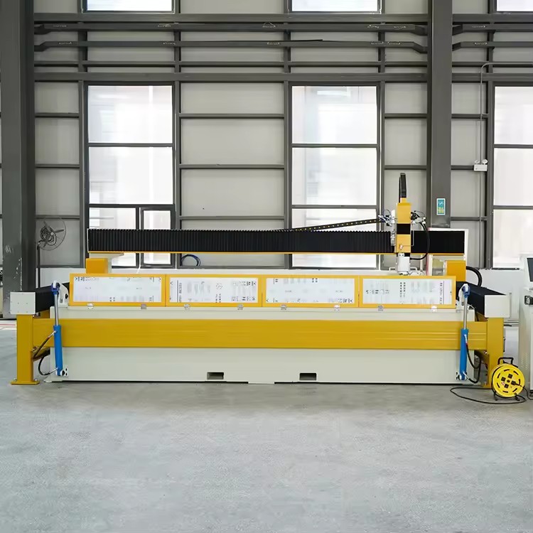 Water Jet Cutting Ceramic Tile Steel Cnc 5 Axis Automatic Water Jet Cutter With Tilting Table Loading 45° Angle Cutting