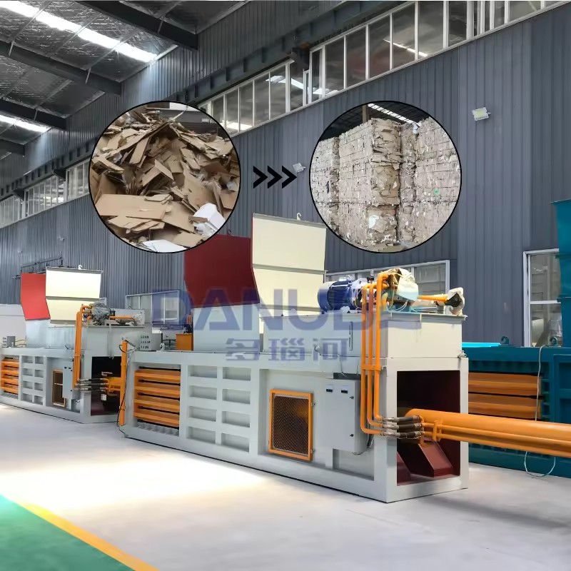 Horizontal Automatic square Baler for Wood Fiber Palm Fiber with 300-500 Kg/bale