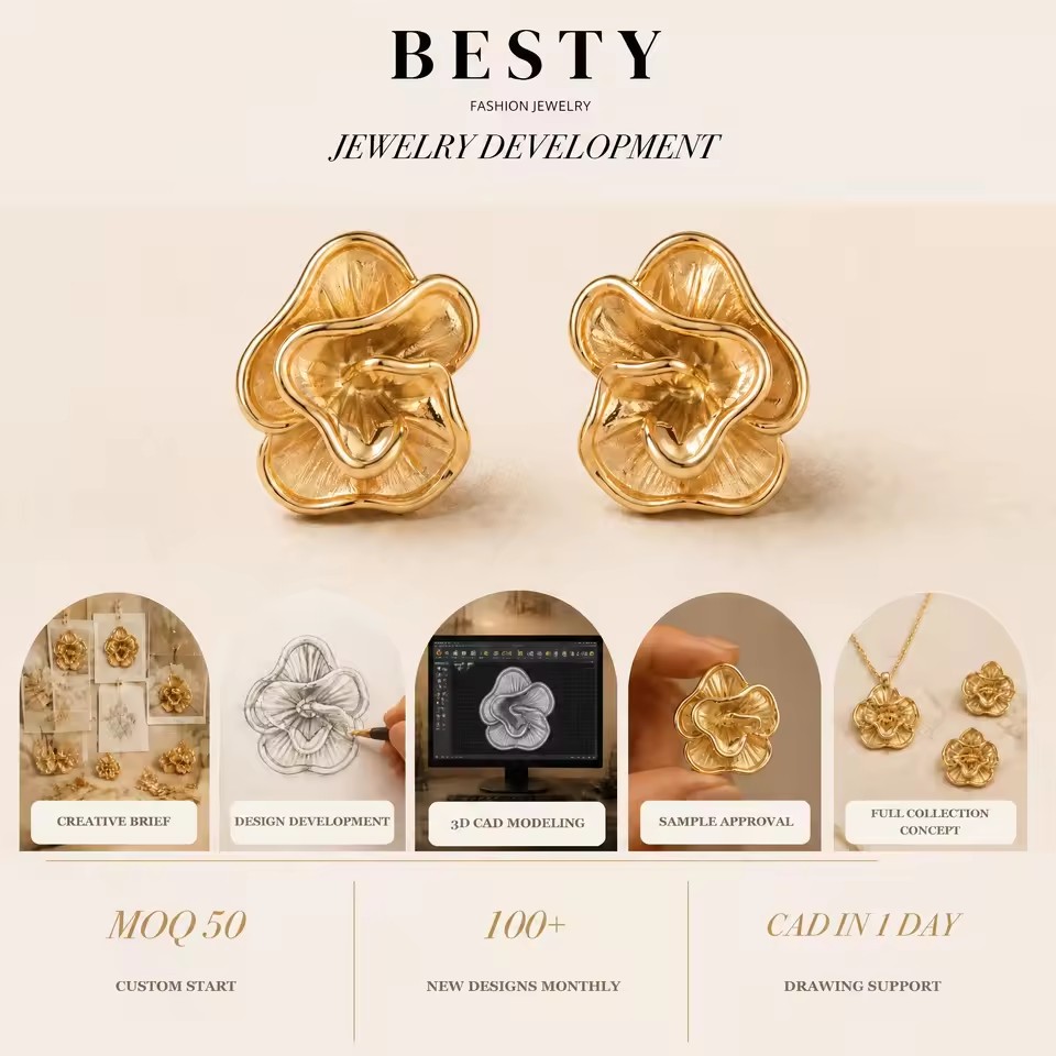 Gold Tone Layered Bloom Stud Earrings Fashion Earrings Earrings Jewelry Women Fashion Jewelry Women Accessories