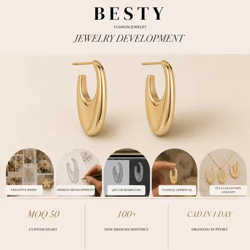 Gold Tone Tapered Blade J Hoop Stud Earrings Fashion Earrings Jewelry Women Fashion Jewelry Women Accessories