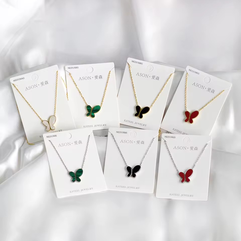 Fashion Stainless Steel Butterfly Necklaces Women Gold Plated Jewelry Shell Necklaces