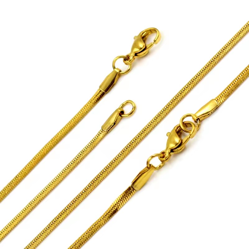 316L Stainless Steel Flat Snake Chain Necklace Design Custom Chain Necklace for Wholesale