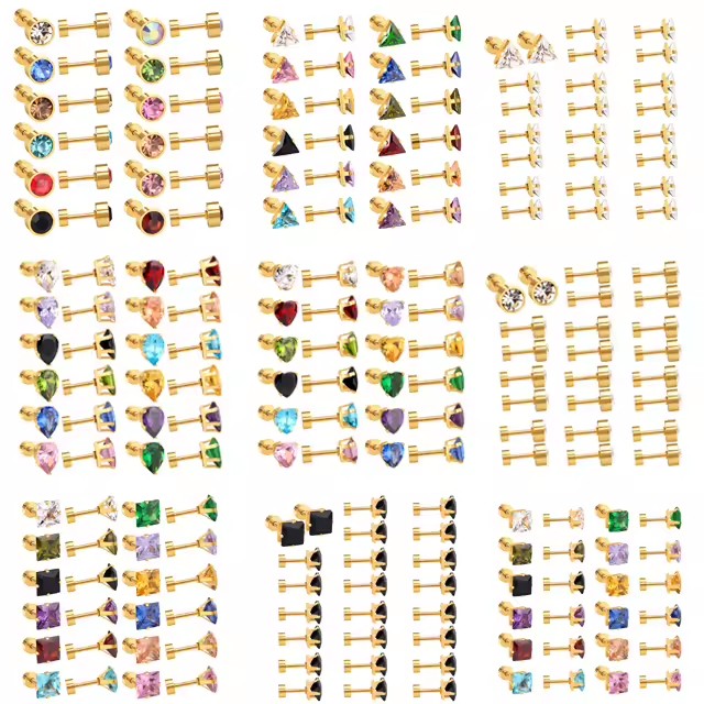 Stainless Steel Kids Earring Small Gift Economic Birthday Stone Gifts Lady Stud Earring Woman