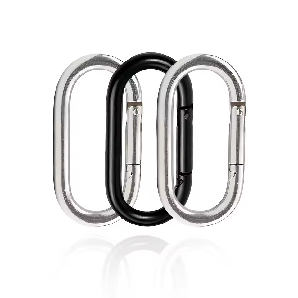Factory High Quality Oval Durable Bag Carabiner Open Spring Snap Hook for Climbing O Ring Carabiner Znic Straight Black Snap