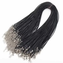 PB002 Black 2mm Braided Leather Rope Necklace Chain with Lobster Claw Clasp Round Metal Findings for Pendant Jewelry