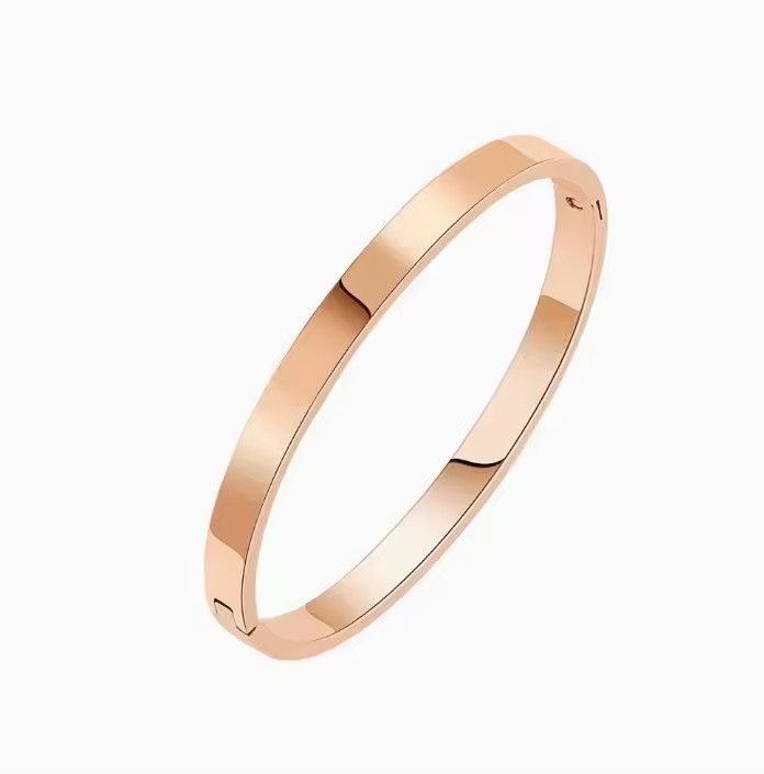 Fashion Waterproof Stainless Steel Bangle Bracelet Unisex Custom Laser Logo Non-Tarnish Rose Gold Plated Anniversary Jewelry