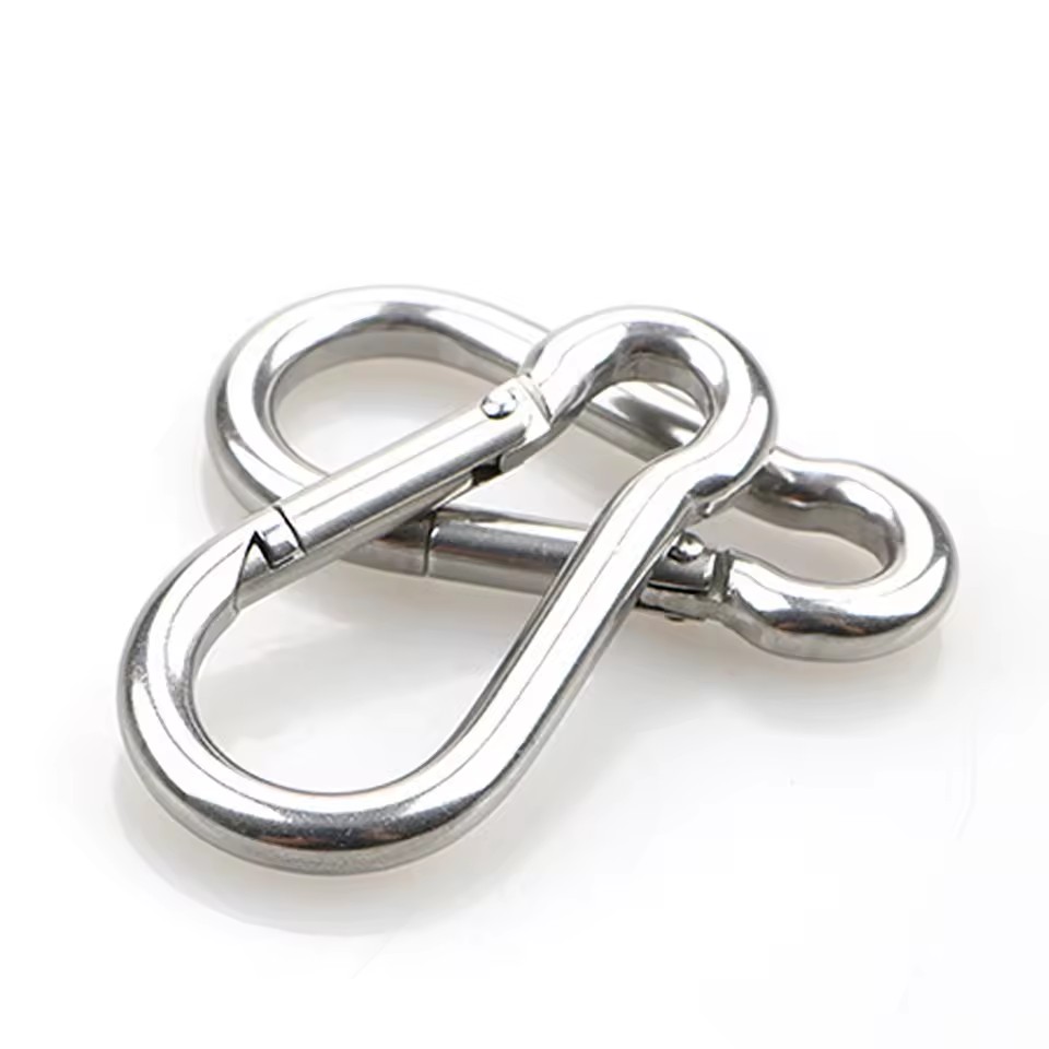 Factory Direct High Quality Metal Din5299c Spring Silver Climbing Carabiner Clips Stainless Steel Snap Hook