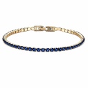 Colorful Synthetic Zircon Prong-set Bracelet, Elegant Women's 18k Gold Stainless Steel Trendy Chic Boutique Bracelet