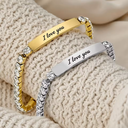 18k Gold-plated Prong-set Cubic Zirconia Customizable Laser Engraving Premium Luxury Tennis Chain Bracelet