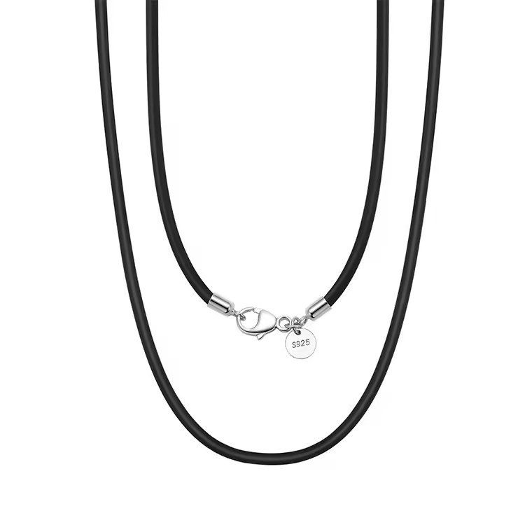 Fine Jewelry 925 Sterling Silver Clasp Italian 2mm Black Brown Genuine Leather Cord Chain Necklace for Men Women