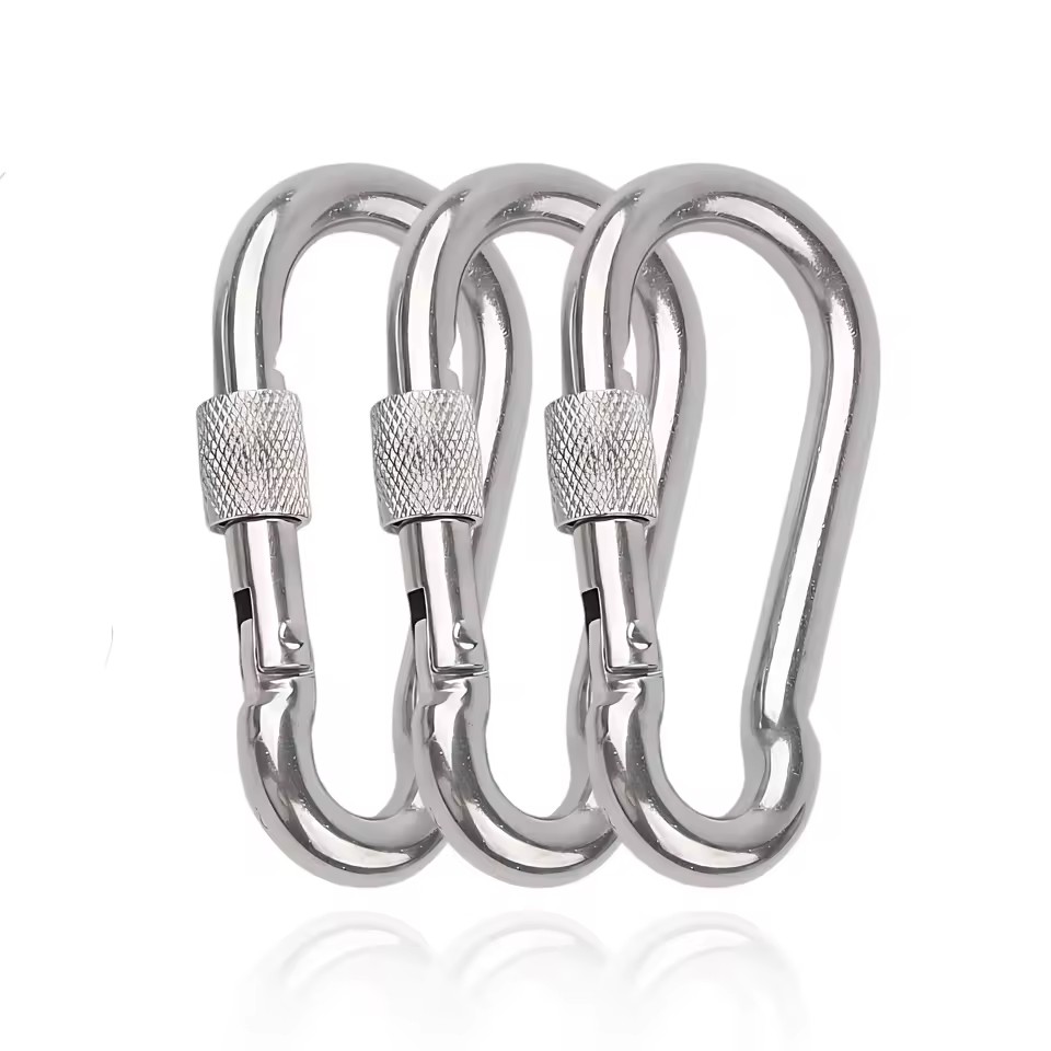 Grade 304 5*50mm Industrial Carabiner Stainless Steel Safety Snap Hook with Screw for Climbing Metal Size
