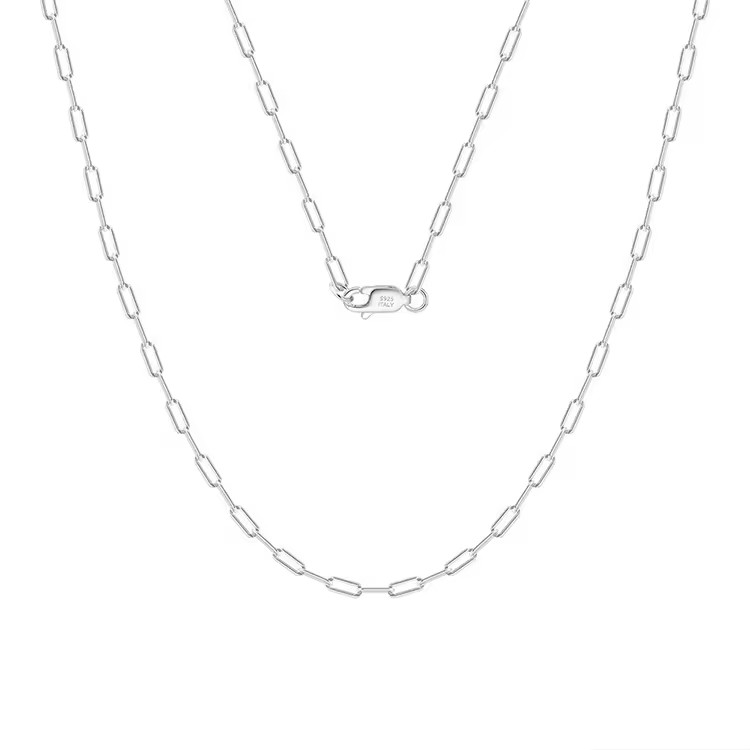 Wholesale Italian Jewelry S925 Sterling Silver 18K Gold Plated 1.8mm Curb Paperclip Thin Chain Necklace for Women Men