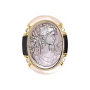 Elegant Black MOP Nature Shell Cameo Jewelry Grace Lady Portrait 18k Gold Plated S925 Silver Pendant Necklace