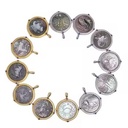 Nature MOP Mother of Pearl Shell 12 Constellations Gold Plated 925 Sterling Silver Birthstone Zodiac Sign Coin Pendant Necklace
