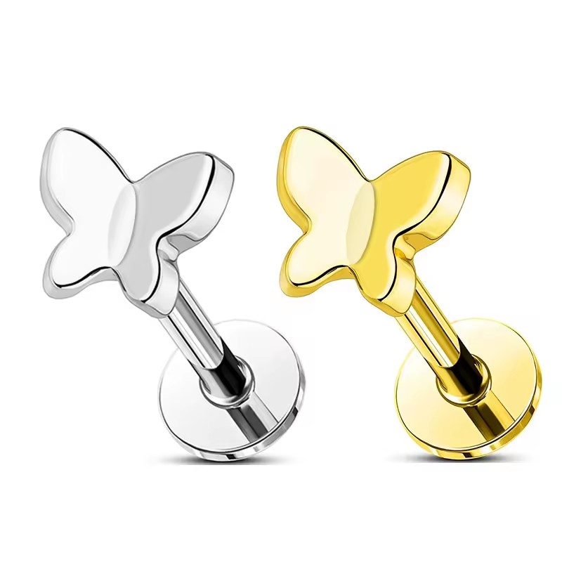2025 New G23 Titanium Alloy Body Piercing Jewelry Inner Teeth Butterfly Earrings for Weddings Manufacturer's Nail Ear