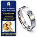 High Quality Men's Classic Luxury Titanium Ring 6mm Gold Plated Silver Gemstone Inlay Claw Custom Iced Wedding Gift Jewelry