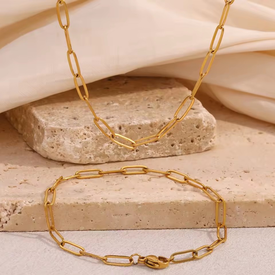 18K Gold Plated Stainless Steel Jewelry Sets for Women