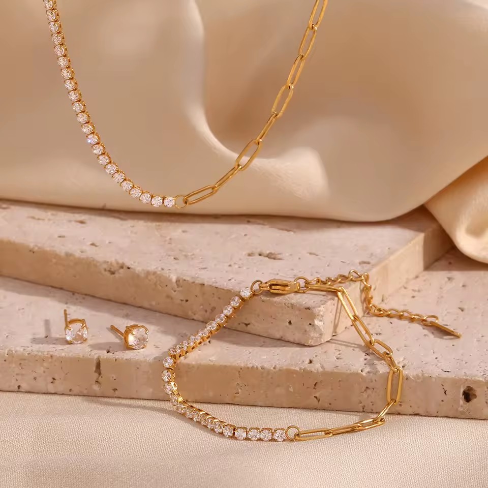 18K Gold Plated Stainless Steel Jewelry Sets for Women